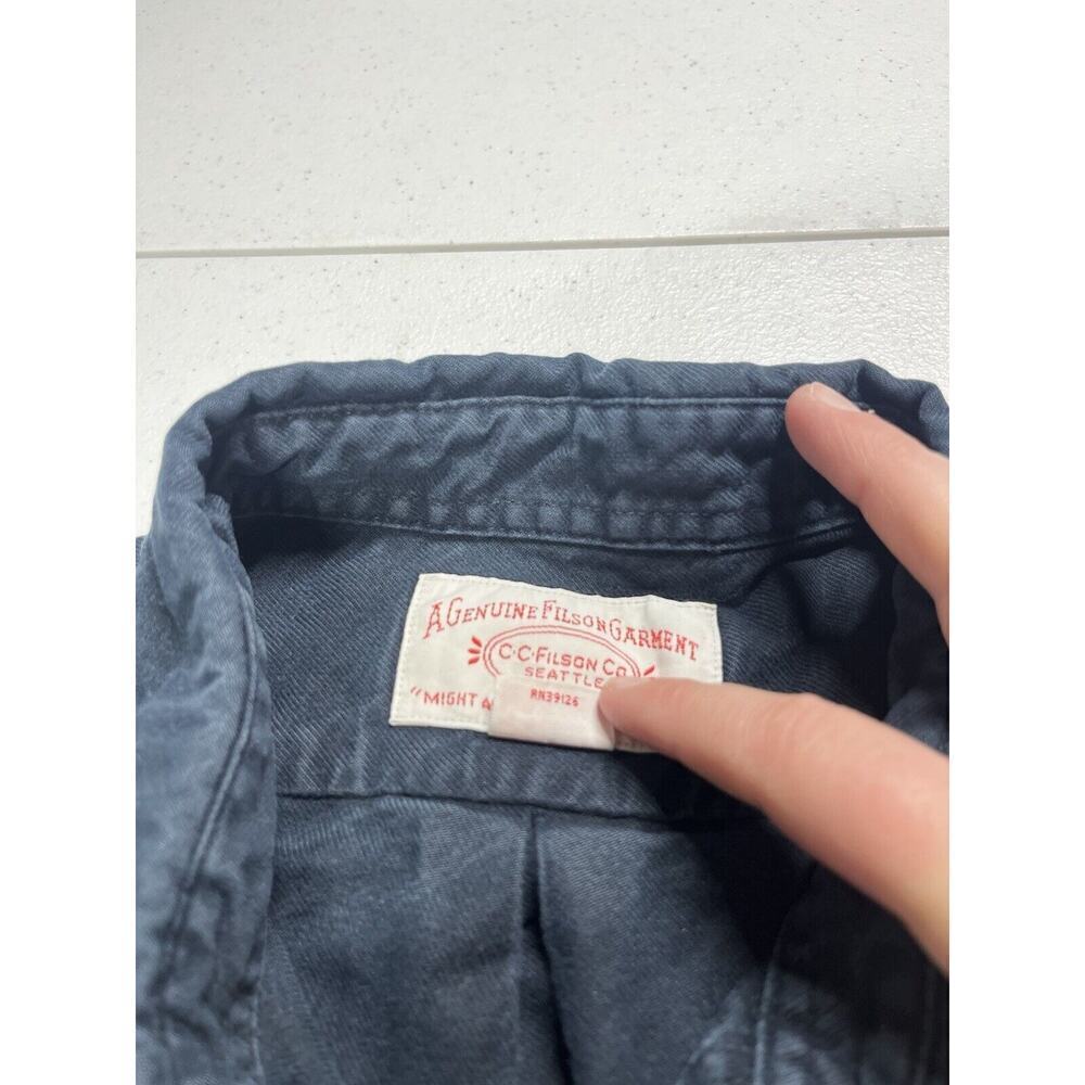 Vintage CC Filson Blue Cotton Button Down Double Pocket Shirt XL Xlong - Picture 4 of 8